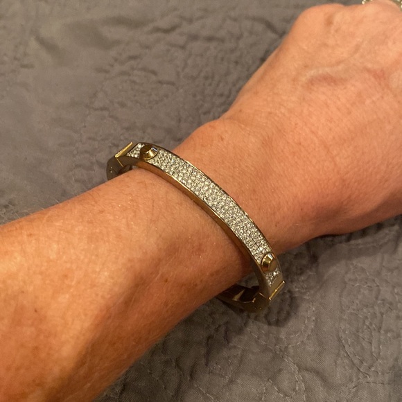 Gold tone Michael Kors crystal pane bangle bracelet. Great condition. - Picture 9 of 12